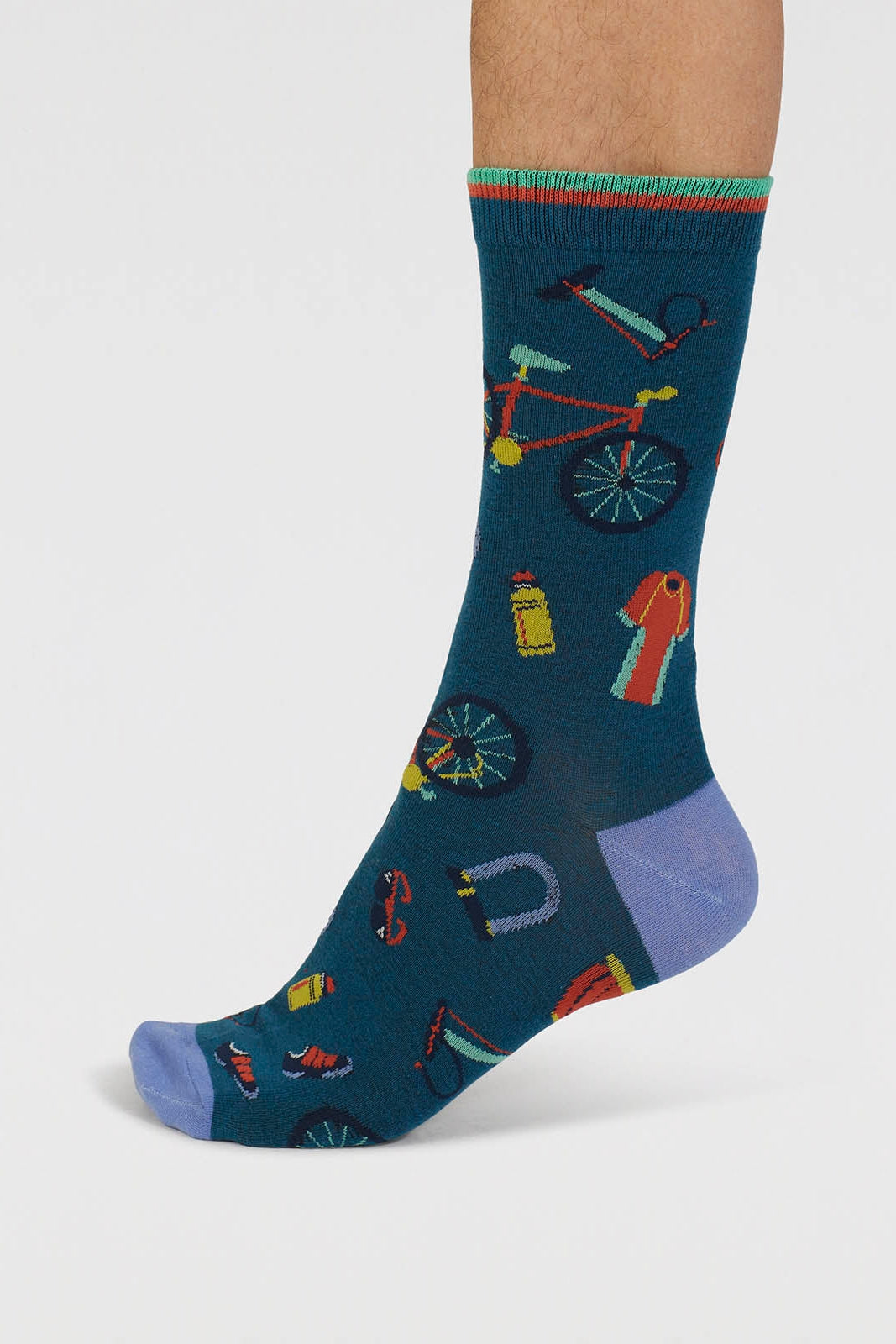 Thought Griffen Bike Parts Organic Cotton Socks - Lake Blue-Mens-Ohh! By Gum - Shop Sustainable