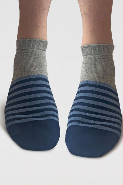Thought Griffin Pattern Organic Cotton Trainer Socks - Mid Grey Marle-Mens-Ohh! By Gum - Shop Sustainable