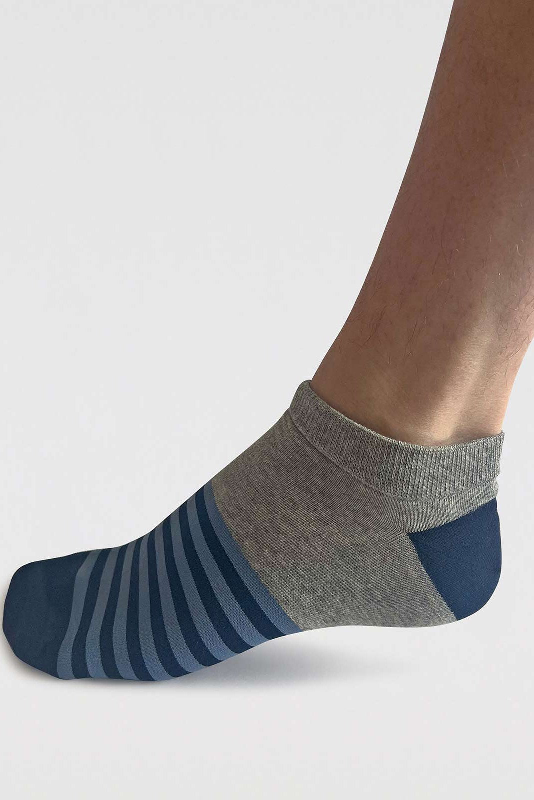 Thought Griffin Pattern Organic Cotton Trainer Socks - Mid Grey Marle-Mens-Ohh! By Gum - Shop Sustainable