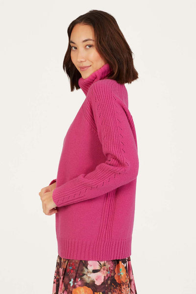 Thought Hailie Lambswool Funnel Neck Jumper in Magenta Pink-Womens-Ohh! By Gum - Shop Sustainable
