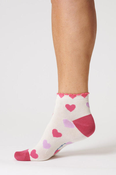 Thought Heart Ankle Stone White Bamboo Socks-Womens-Ohh! By Gum - Shop Sustainable