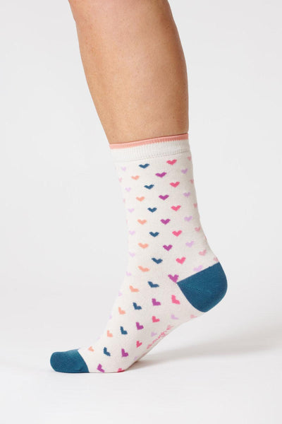 Thought Heart Spot Organic Cotton Stone White Socks-Womens-Ohh! By Gum - Shop Sustainable