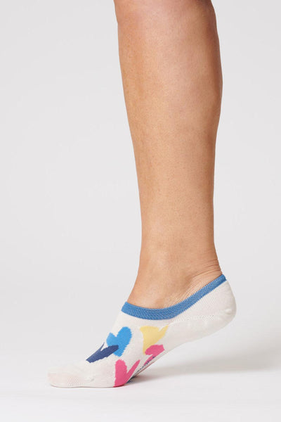 Thought Heart Stone White Bamboo No Show Socks-Womens-Ohh! By Gum - Shop Sustainable