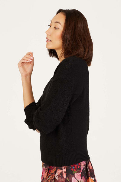 Thought Ivanna Organic Cotton Pointelle Jumper in Black-Womens-Ohh! By Gum - Shop Sustainable