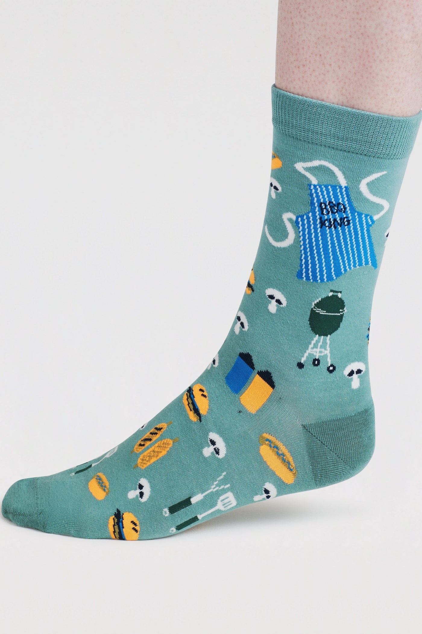 Thought King Of The Grill Bamboo Socks - Lagoon Green-Mens-Ohh! By Gum - Shop Sustainable