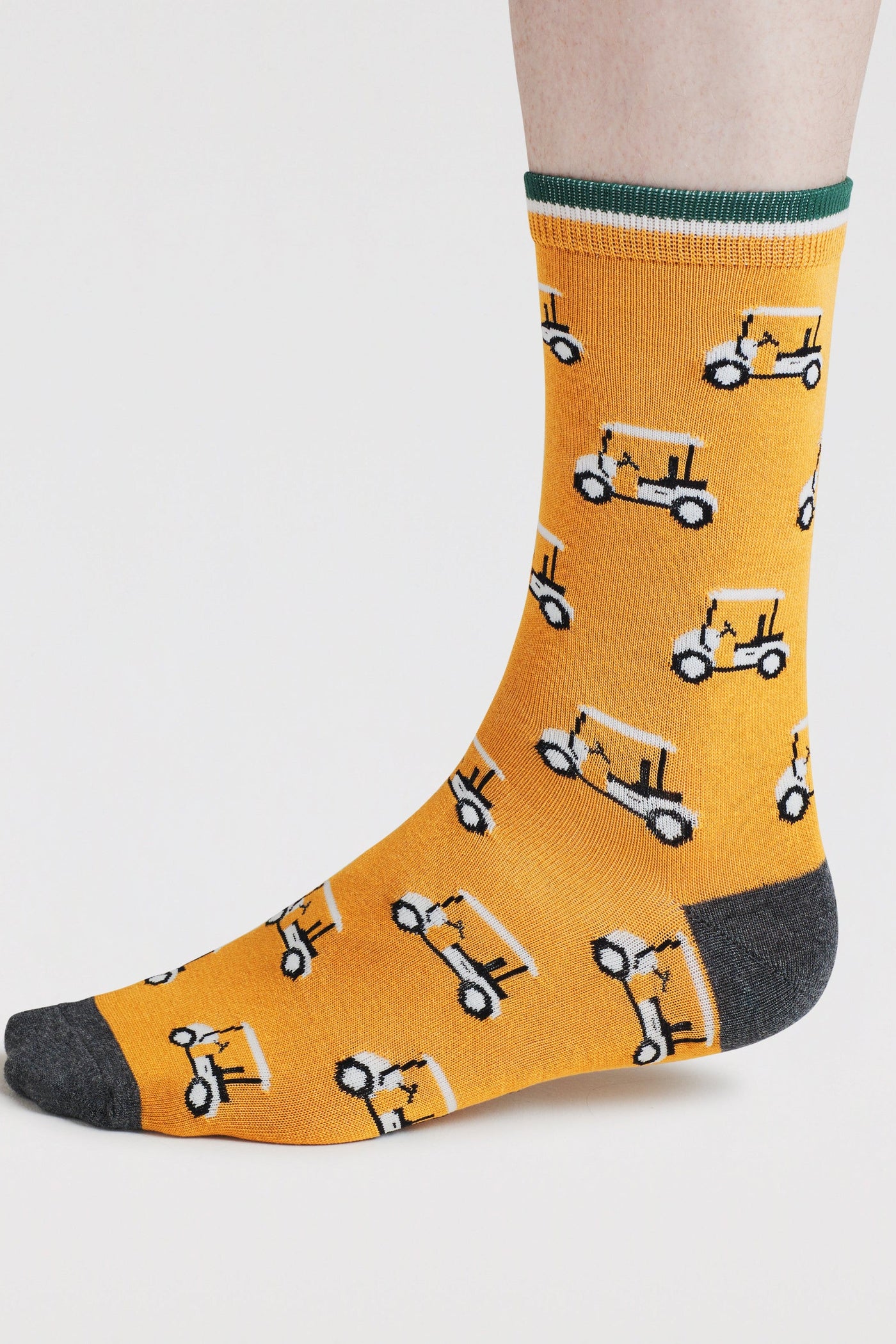 Thought Kinley Golf Buggy Bamboo Socks - Cumin Yellow-Mens-Ohh! By Gum - Shop Sustainable