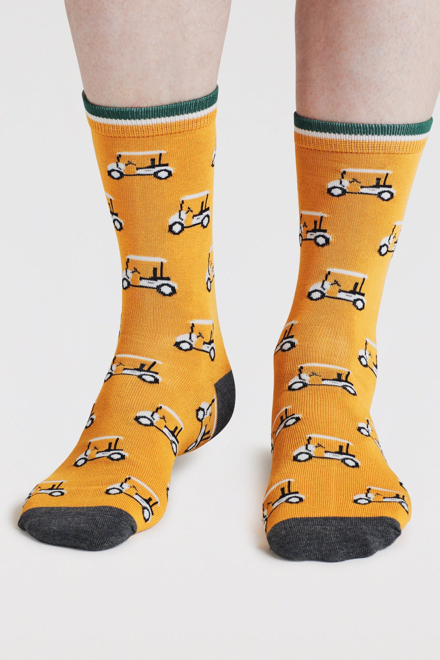 Thought Kinley Golf Buggy Bamboo Socks - Cumin Yellow-Mens-Ohh! By Gum - Shop Sustainable