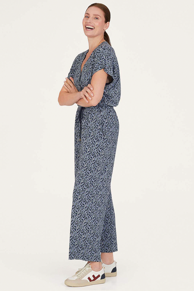Thought Marlee Lenzing™ EcoVero™ Printed Wrap Jumpsuit in Navy-Womens-Ohh! By Gum - Shop Sustainable