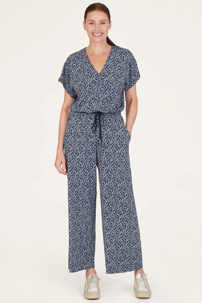 Thought Marlee Lenzing™ EcoVero™ Printed Wrap Jumpsuit in Navy-Womens-Ohh! By Gum - Shop Sustainable