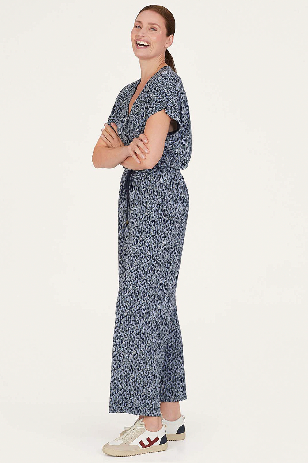 Thought Marlee Lenzing™ EcoVero™ Printed Wrap Jumpsuit in Navy-Womens-Ohh! By Gum - Shop Sustainable