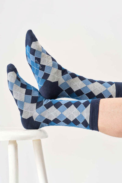 Thought Mens Argyle Bamboo Crew Socks in Grey Marl