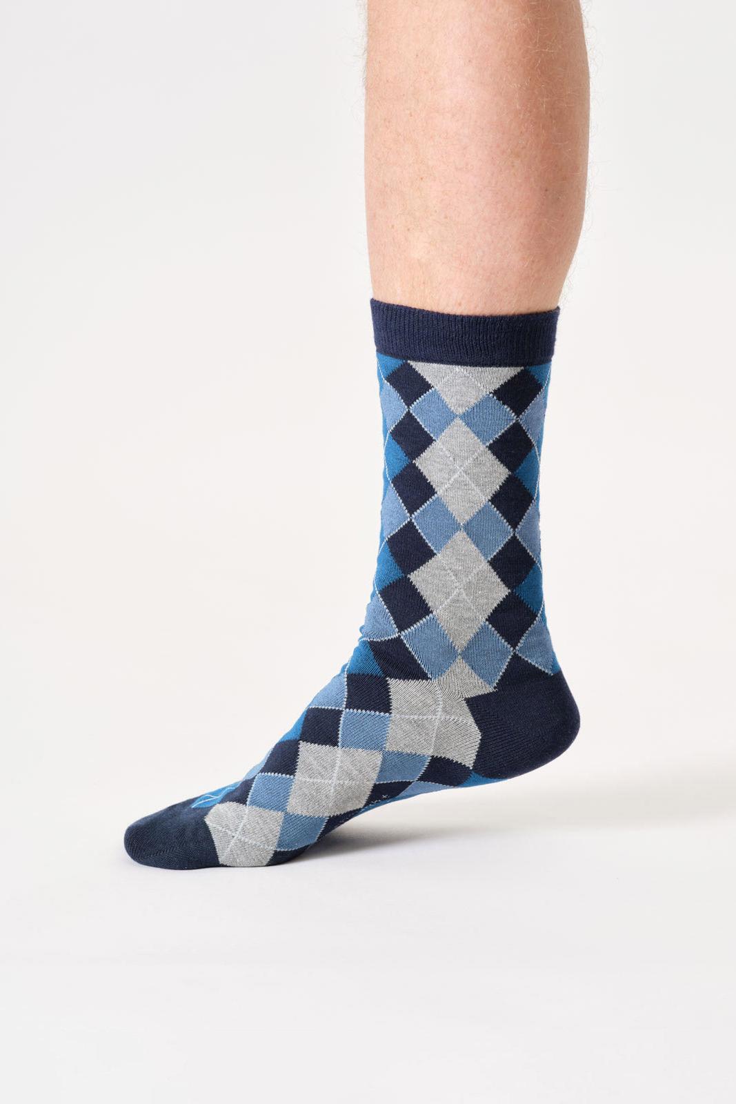 Thought Mens Argyle Bamboo Crew Socks in Grey Marl