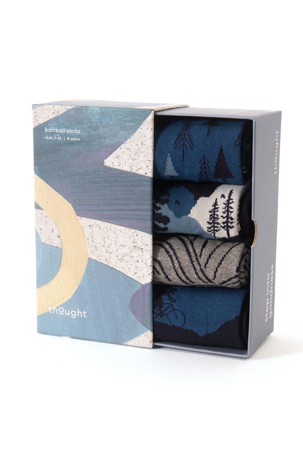Thought Mens Mountain Biking Bamboo Gift Box Of 4 Socks