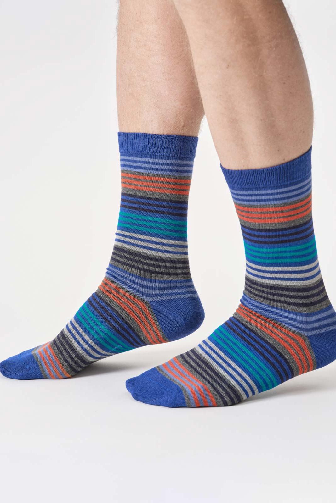Thought Mens Multi Stripe Bamboo Crew Socks