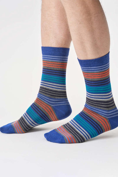 Thought Mens Multi Stripe Bamboo Crew Socks