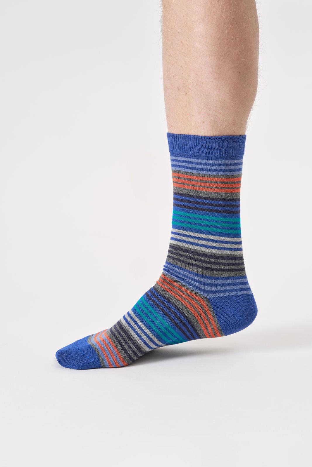 Thought Mens Multi Stripe Bamboo Crew Socks