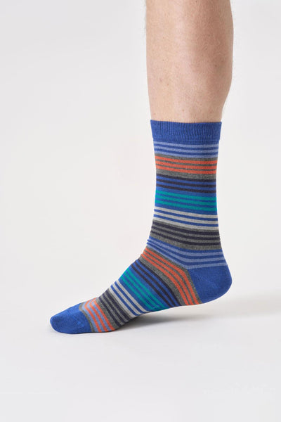 Thought Mens Multi Stripe Bamboo Crew Socks