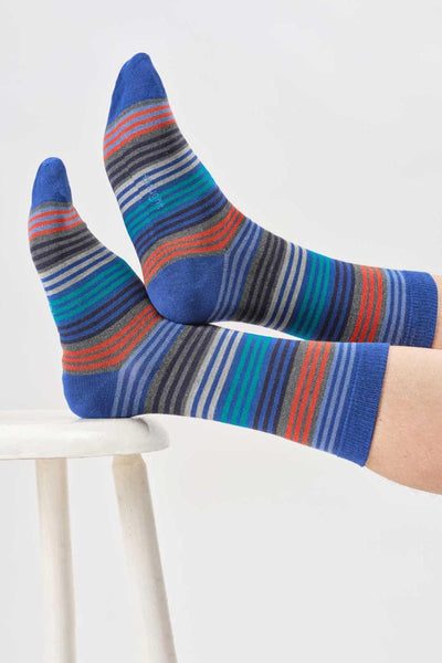Thought Mens Multi Stripe Bamboo Crew Socks