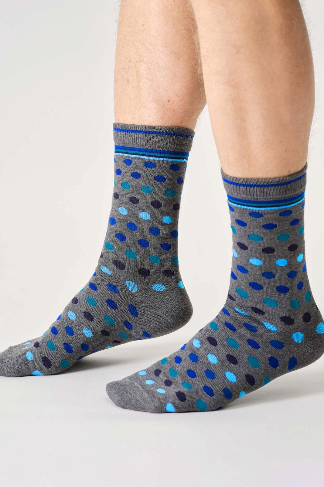 Thought Mens Spot & Stripe Organic Cotton Gift Box Of 4 Socks
