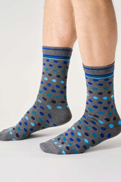 Thought Mens Spot & Stripe Organic Cotton Gift Box Of 4 Socks
