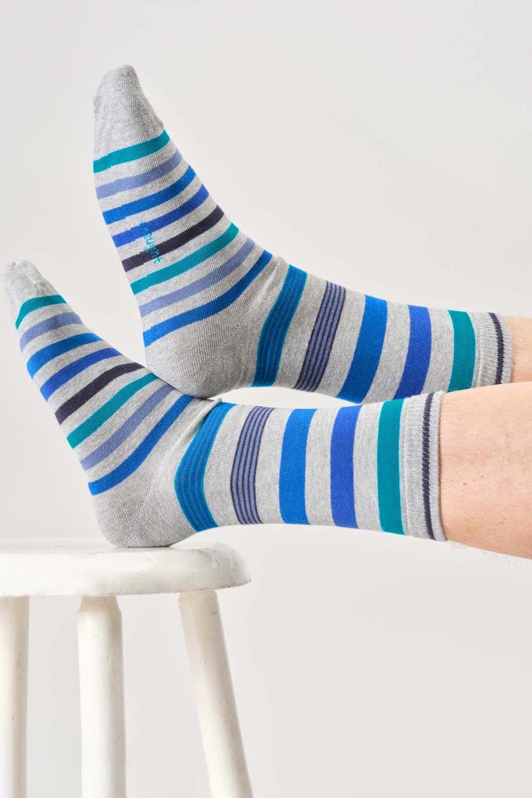 Thought Mens Spot & Stripe Organic Cotton Gift Box Of 4 Socks