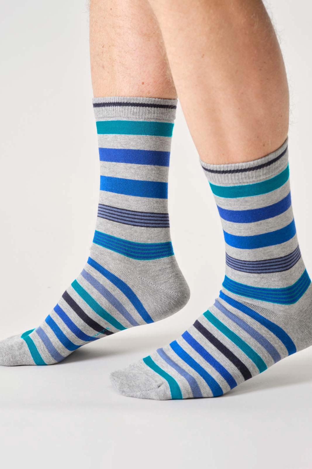 Thought Mens Spot & Stripe Organic Cotton Gift Box Of 4 Socks