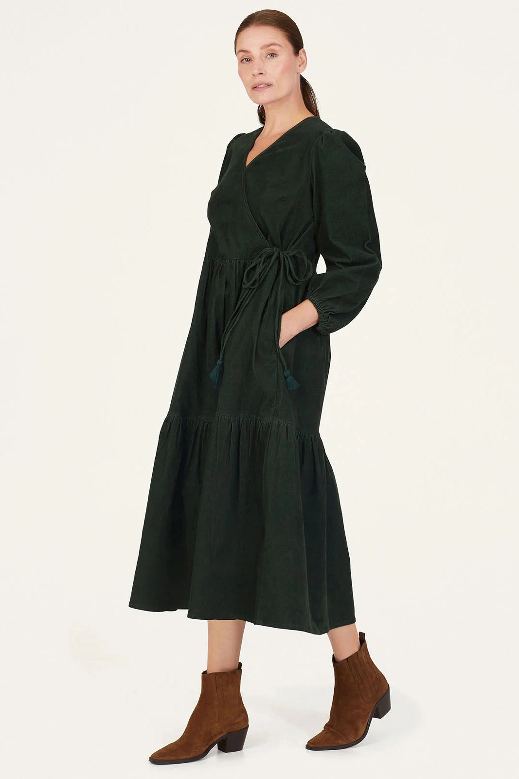 Thought Milou Organic Cotton Corduroy Wrap Dress-Womens-Ohh! By Gum - Shop Sustainable