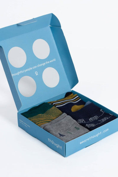 Thought Mountain Range Bamboo Gift Box of 4 Socks-Mens-Ohh! By Gum - Shop Sustainable