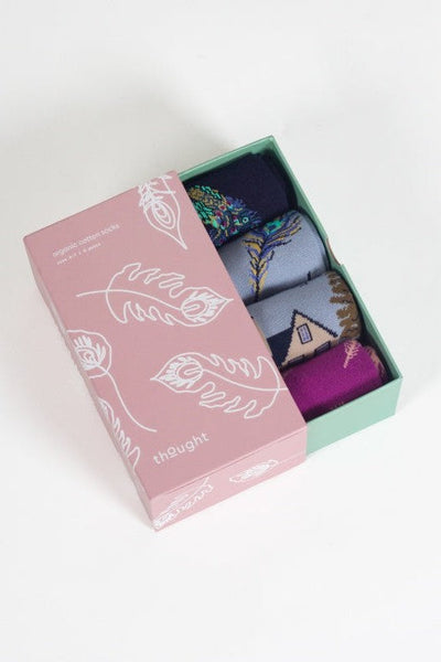 Thought Peacock Organic Cotton Gift Box of 4 Socks-Womens-Ohh! By Gum - Shop Sustainable