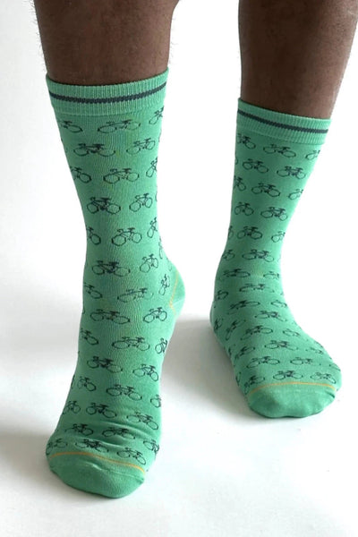 Thought Peyton Bike Bamboo Socks - Bright Green-Mens-Ohh! By Gum - Shop Sustainable