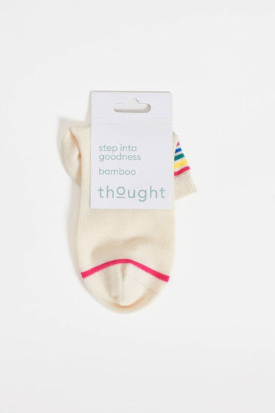 Thought Rainbow Stripe Tipped Short Bamboo Ankle Socks in Cream Rainbow-Womens-Ohh! By Gum - Shop Sustainable