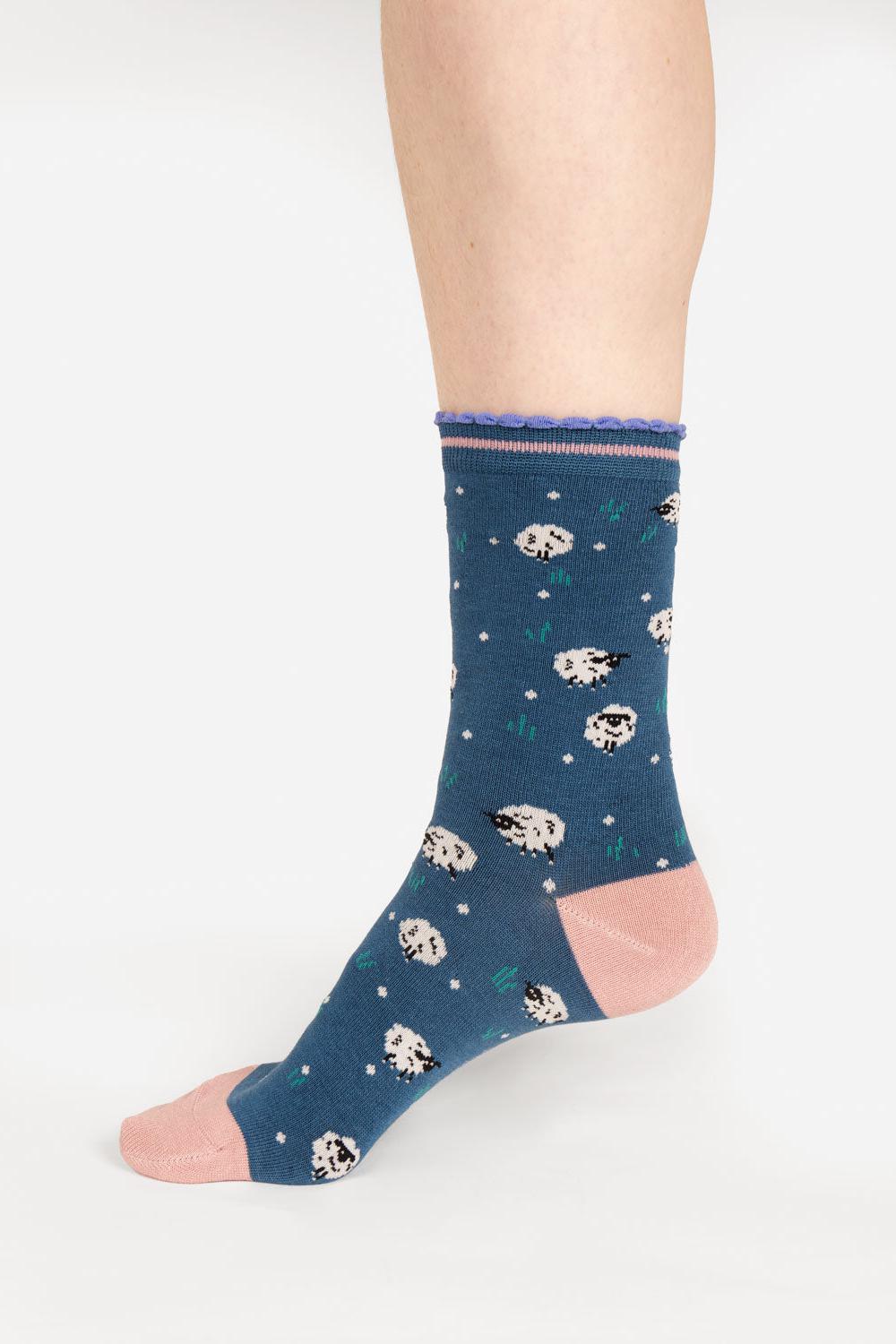 Thought Sheep Lake Blue Bamboo Socks-Womens-Ohh! By Gum - Shop Sustainable