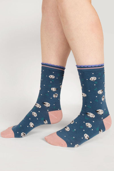 Thought Sheep Lake Blue Bamboo Socks-Womens-Ohh! By Gum - Shop Sustainable