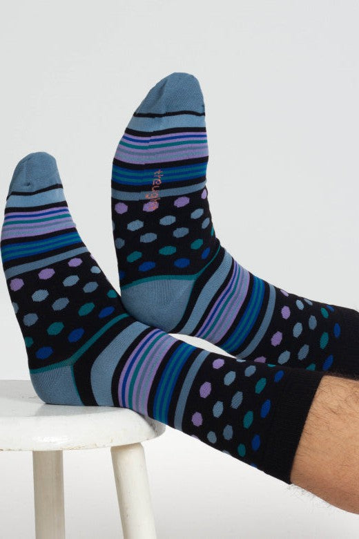 Thought Spots & Stripes Bamboo Gift Box of 4 Socks-Mens-Ohh! By Gum - Shop Sustainable