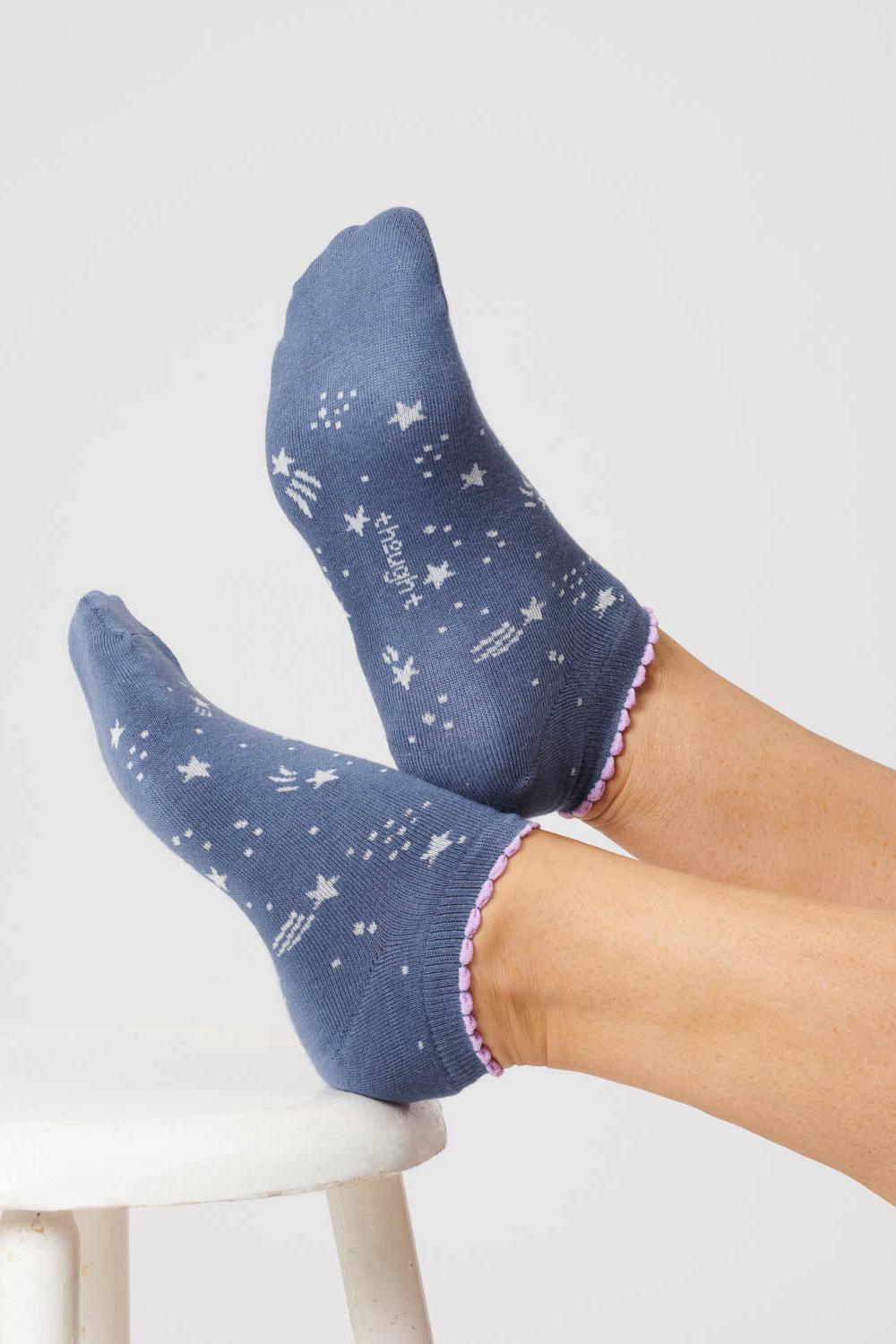 Thought Starry Blueberry Organic Cotton Trainer Socks-Womens-Ohh! By Gum - Shop Sustainable