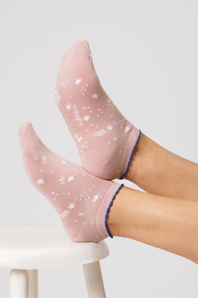 Thought Starry Blush Pink Organic Cotton Trainer Socks-Womens-Ohh! By Gum - Shop Sustainable