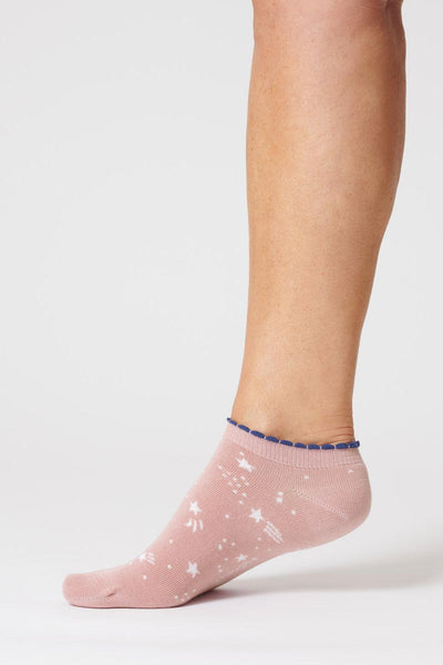 Thought Starry Blush Pink Organic Cotton Trainer Socks-Womens-Ohh! By Gum - Shop Sustainable