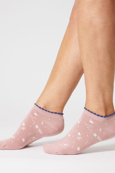 Thought Starry Blush Pink Organic Cotton Trainer Socks-Womens-Ohh! By Gum - Shop Sustainable