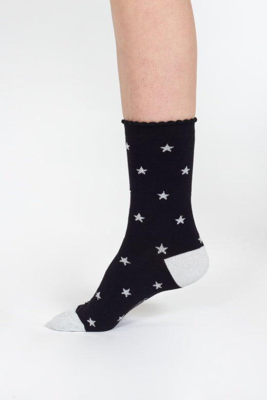 Thought Starry Sparkle Organic Cotton Ankle Socks in Black Stars-Womens-Ohh! By Gum - Shop Sustainable