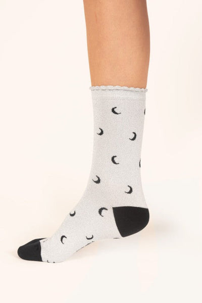 Thought Starry Sparkle Organic Cotton Ankle Socks in Silver Moons-Womens-Ohh! By Gum - Shop Sustainable