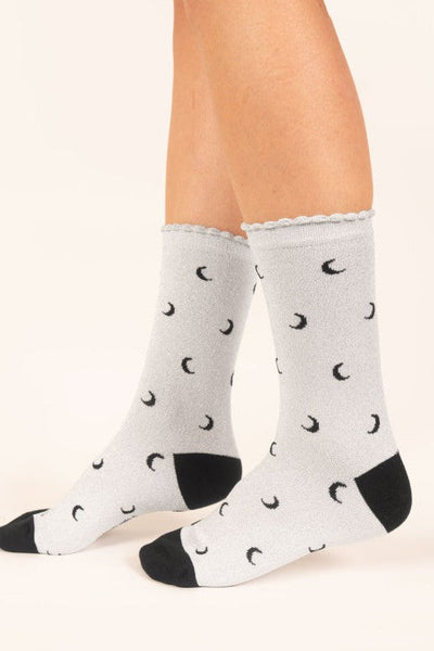 Thought Starry Sparkle Organic Cotton Ankle Socks in Silver Moons-Womens-Ohh! By Gum - Shop Sustainable