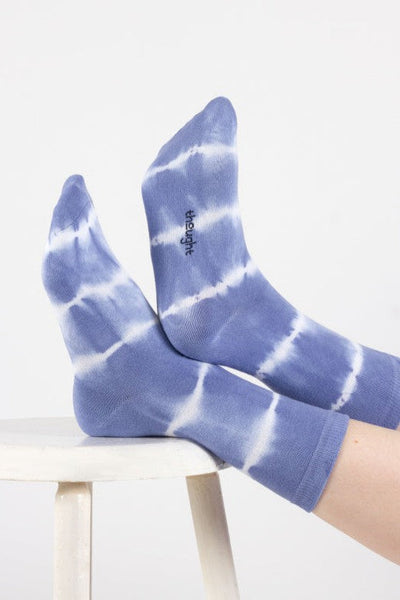 Thought Tie Dye Organic Cotton Crew Socks in Blue Cream-Womens-Ohh! By Gum - Shop Sustainable