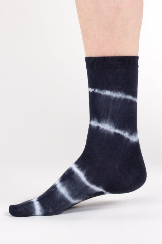 Thought Tie Dye Organic Cotton Crew Socks in Navy Cream-Womens-Ohh! By Gum - Shop Sustainable