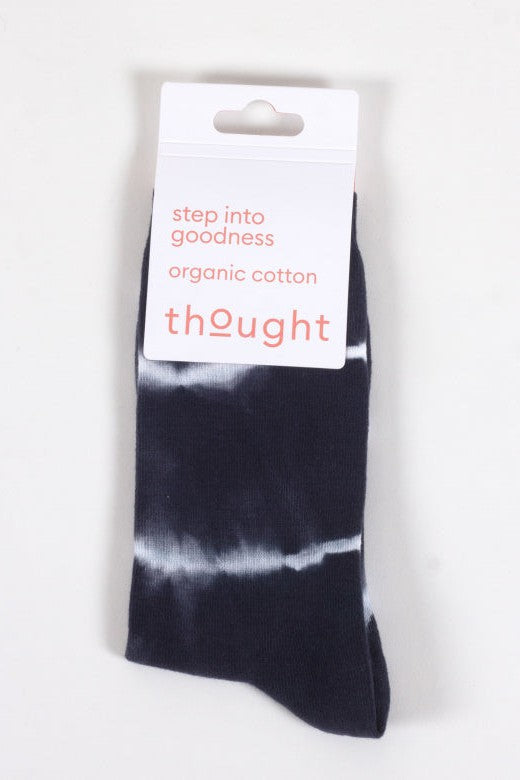 Thought Tie Dye Organic Cotton Crew Socks in Navy Cream-Womens-Ohh! By Gum - Shop Sustainable