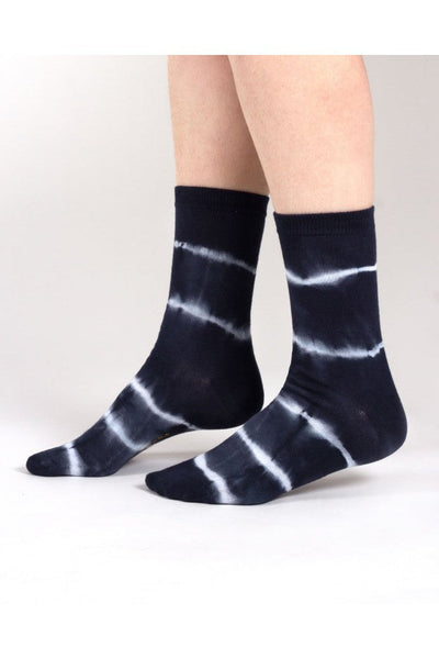 Thought Tie Dye Organic Cotton Crew Socks in Navy Cream-Womens-Ohh! By Gum - Shop Sustainable