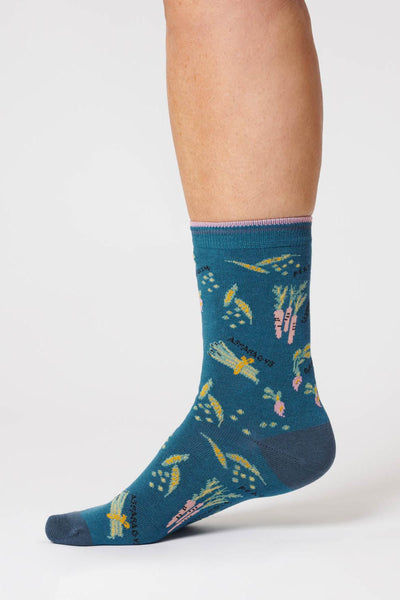 Thought Vegetable Lake Blue Organic Cotton Socks-Womens-Ohh! By Gum - Shop Sustainable