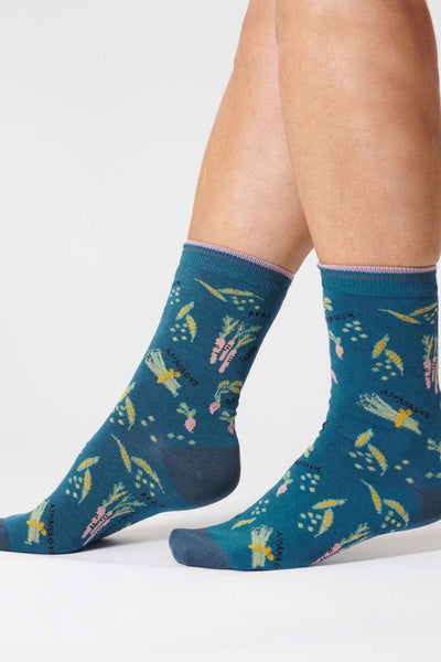 Thought Vegetable Lake Blue Organic Cotton Socks-Womens-Ohh! By Gum - Shop Sustainable