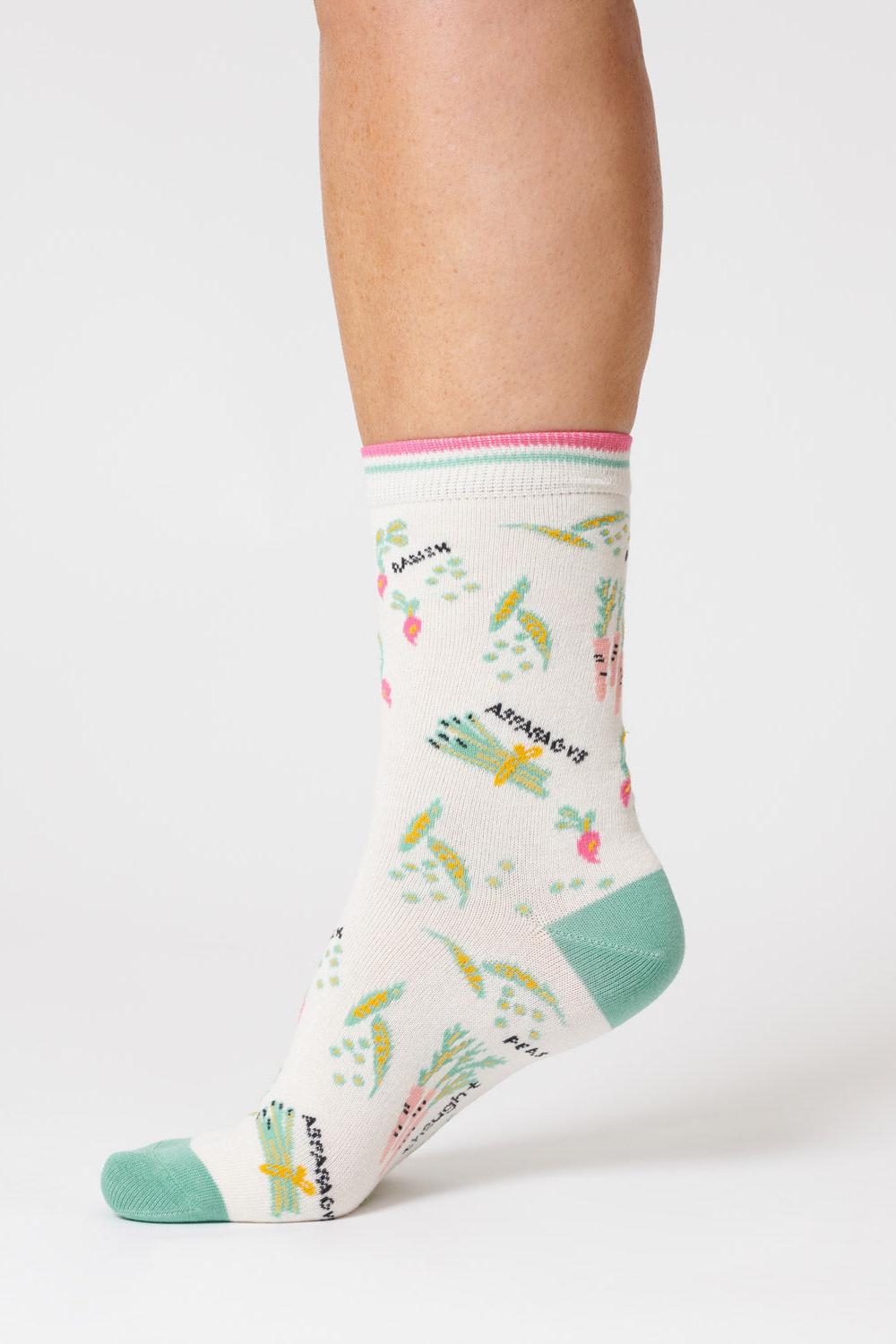 Thought Vegetable Stone White Organic Cotton Socks-Womens-Ohh! By Gum - Shop Sustainable