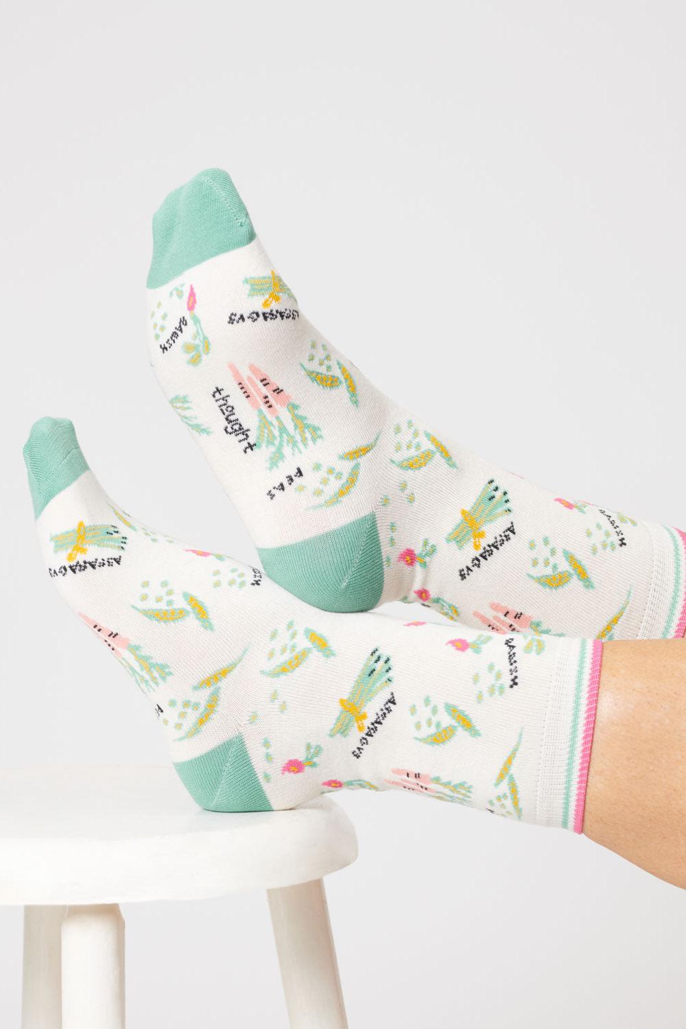 Thought Vegetable Stone White Organic Cotton Socks-Womens-Ohh! By Gum - Shop Sustainable