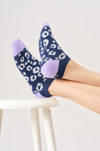 Thought Womens Animal Organic Cotton Trainer Socks in Midnight Blue